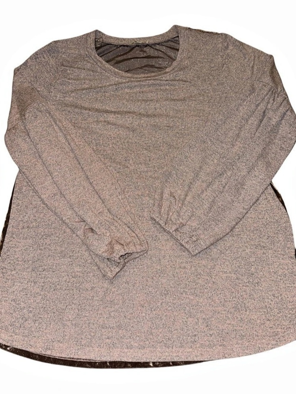 Kori America Long Sleeve Animal Print Top in Pink & Brown Size Medium
